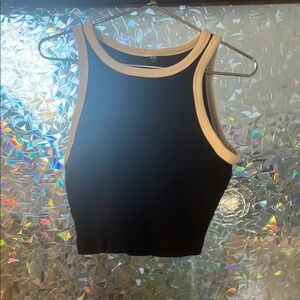 Uniqlo Black and white Fitted Crop Tank Top